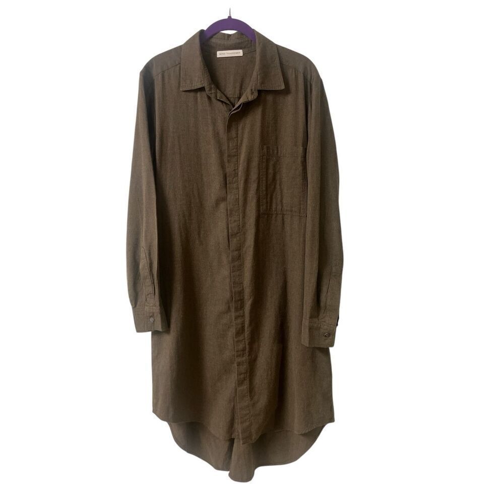 Mona Thalheimer shirt dress greenish/brown Sz Large
